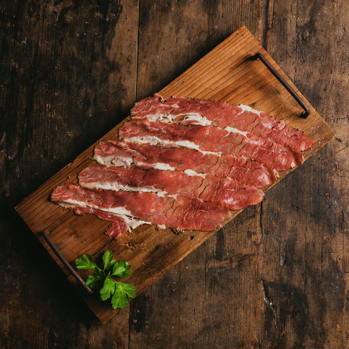 Fein geschnittener halal Rinderspeck