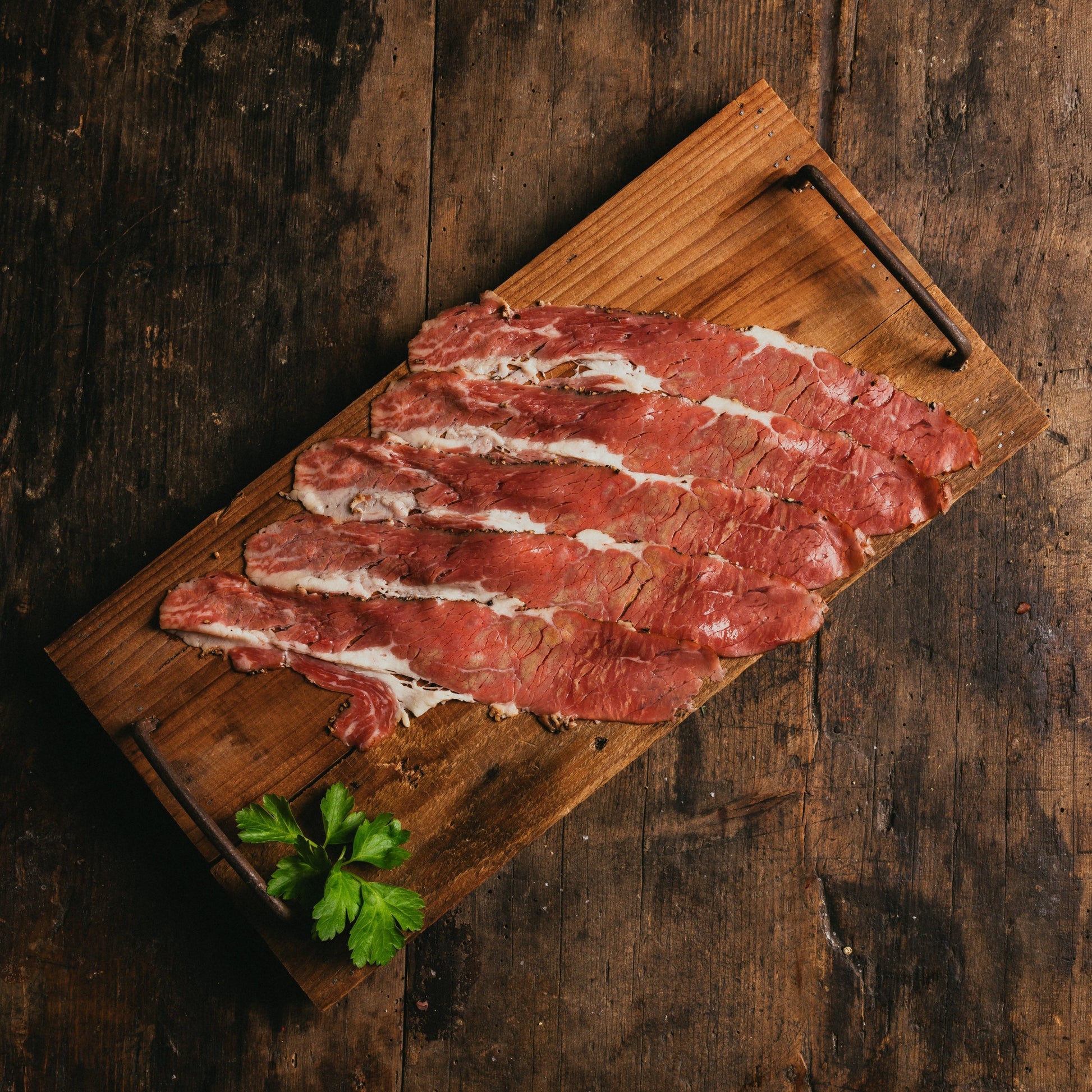 Fein geschnittener halal Rinderspeck